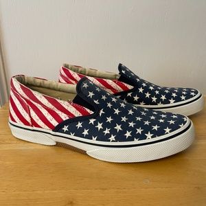 Sperry Men's 8.5 M American Flag Slip On Shoes NEW